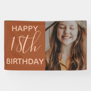 Boho Summer Brown Terracotta Trendy Birthday Banner