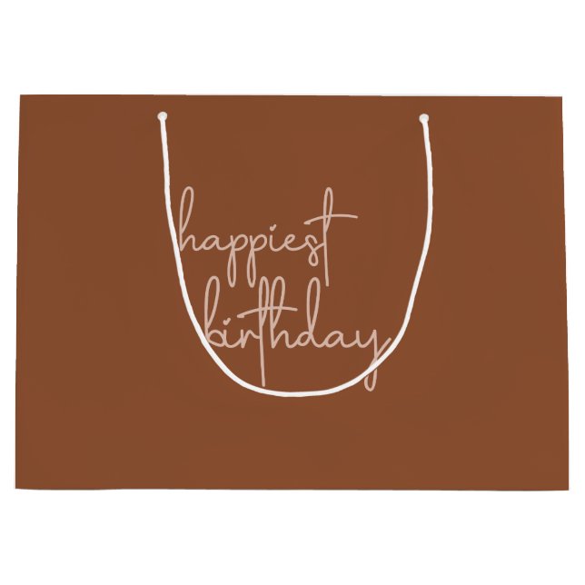 Boho Summer Brown Terracotta Trendy Happy Birthday Große Geschenktüte (Vorderseite)