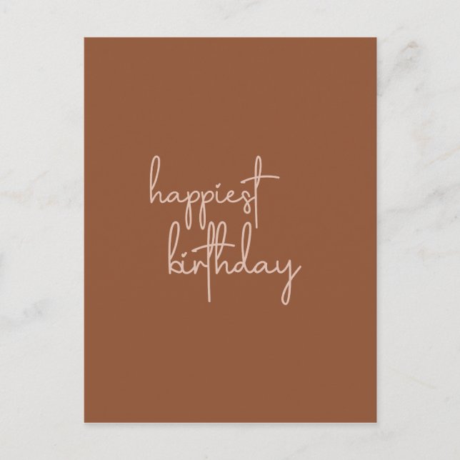 Boho Summer Brown Terracotta Trendy Happy Birthday Postkarte (Vorderseite)