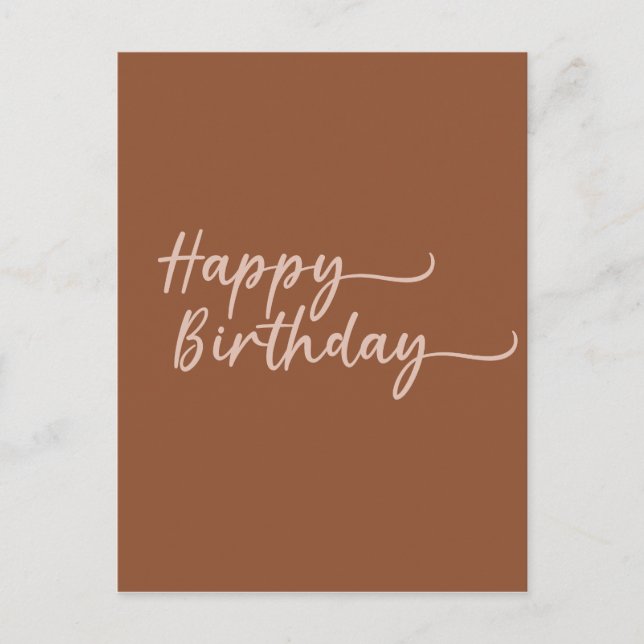 Boho Summer Brown Terracotta Trendy Happy Birthday Postkarte (Vorderseite)
