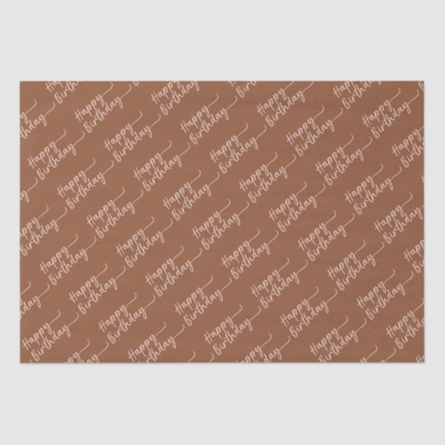 Boho Summer Brown Terracotta Trendy Happy Birthday Seidenpapier (Vorderseite)
