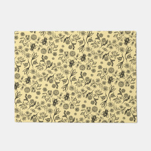 Boho Summer Floral Honey Bee Pattern Yellow Niedli Fußmatte