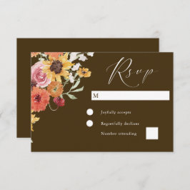 Boho Summer Floral Modern Wedding RSVP Karte
