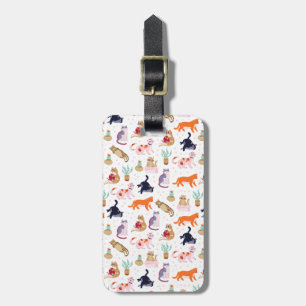 Boho Summer Niedlich Cats Green Cactus Gepäckanhänger