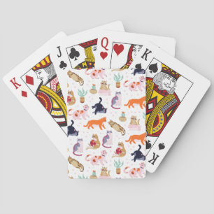 Boho Summer Niedlich Cats Green Cactus Spielkarten