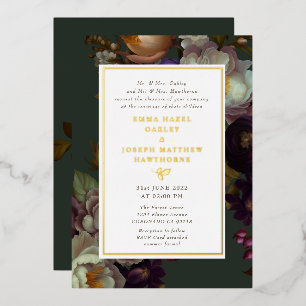 Boho Summer Rose Vintage aestethische Hochzeit Folieneinladung