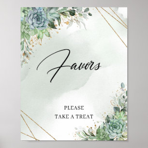 Boho Summer succulents eucalyptus gold Favoriten Z Poster