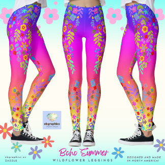 Boho Summer Wildblume Leggings