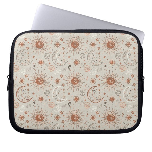 Boho Sun and Moon Pattern Laptopschutzhülle (Vorderseite)