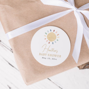 Boho Sun Baby Showaufkleber Runder Aufkleber