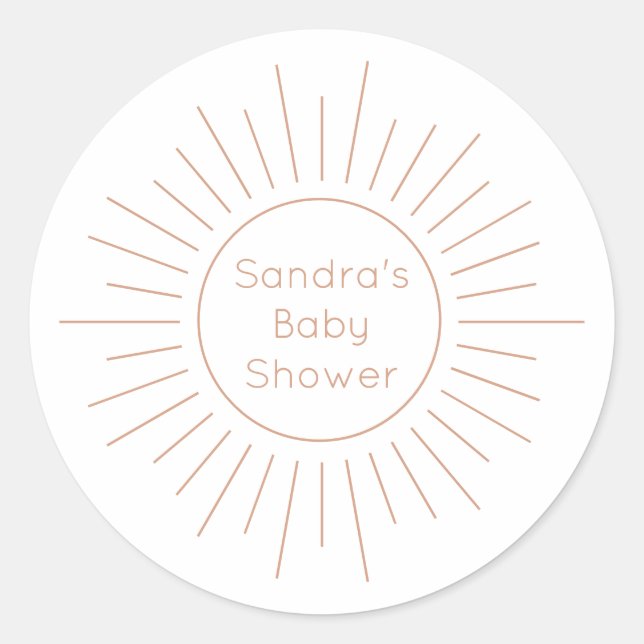 Boho Sun Baby Shower Runder Aufkleber (Vorderseite)