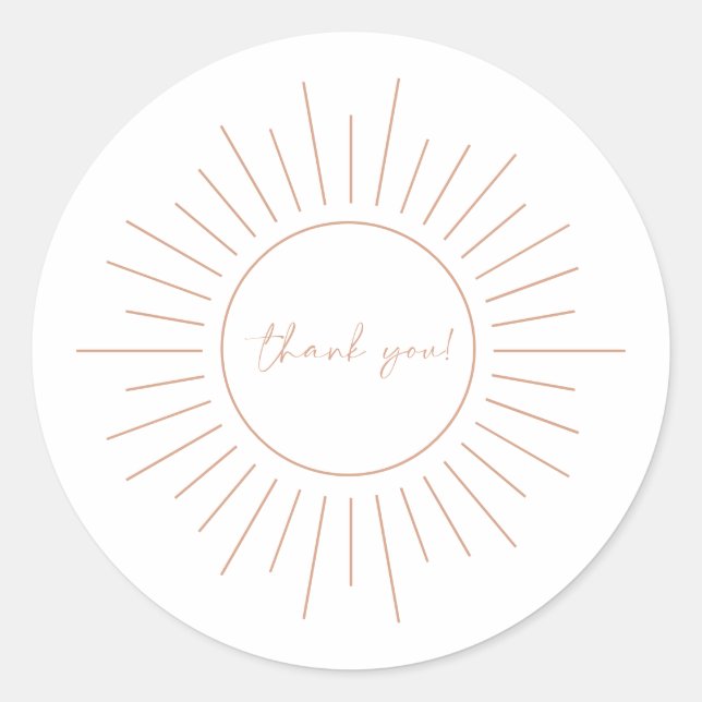 Boho Sun Baby Shower Runder Aufkleber (Vorderseite)