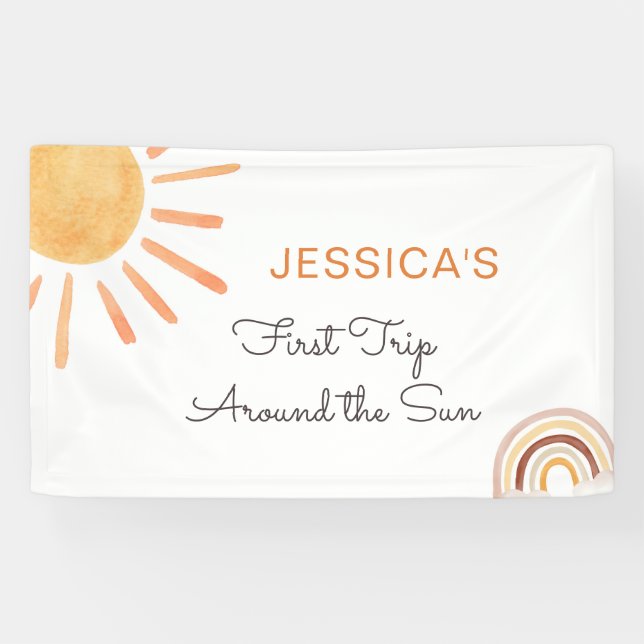 Boho Sun Backdrop Banner Little Sunshine Geburtsta (Horizontal)