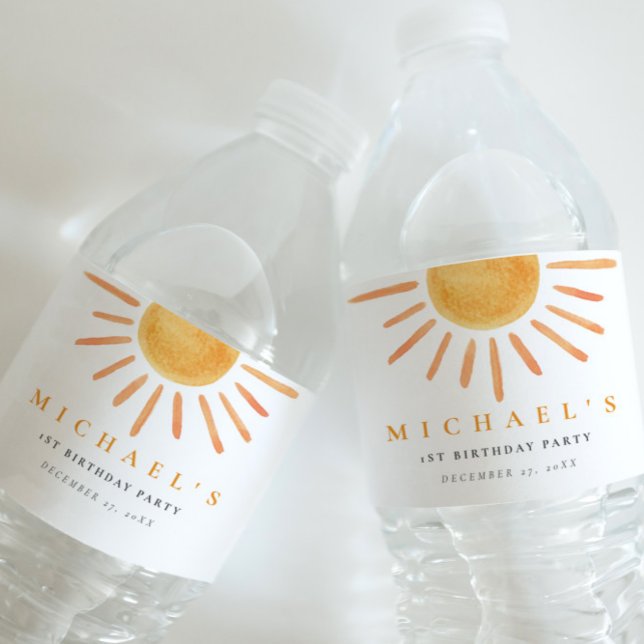 Boho Sun Birthday Wasserflaschenetikett (Von Creator hochgeladen)