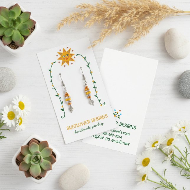 BOHO SUN-Blume verdienen Schmuckanzeigekarte (BOHO SUN Hand-drawn Flowers Earring Jewelry Display Card
)