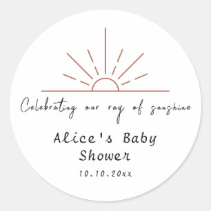 Boho Sun danke dir Baby Showjubiläum Runder Aufkleber