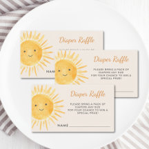 Boho Sun Diaper Raffle Ticket Baby Dusche