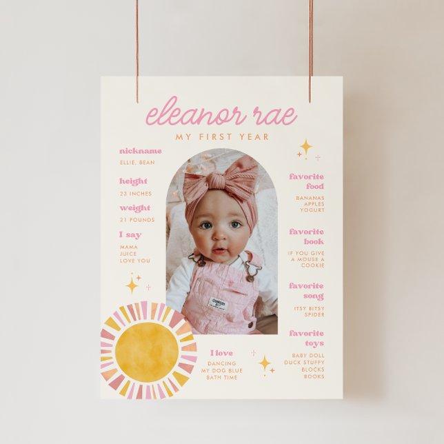 Boho Sun First Birthday Milestone Sign Poster (Von Creator hochgeladen)
