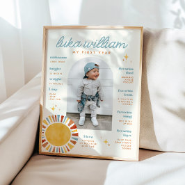 Boho Sun First Birthday Milestone Sign Poster