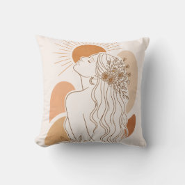 Boho Sun Goddess – Minimal Line Art Pillow Kissen