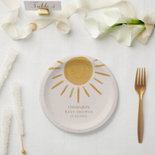 Boho Sun Minimalistisch Baby Dusche Pappteller