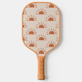 Boho Sun Mit Monogramm Initials braun rosa Streife Pickleball Schläger