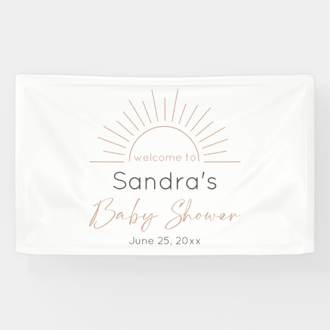 Boho Sun Modern Baby Dusche Banner (Horizontal)