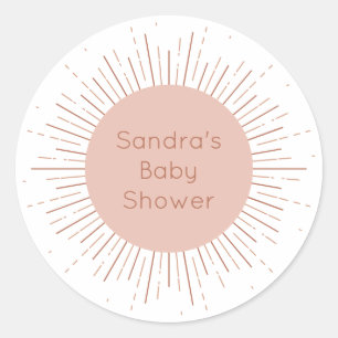 Boho Sun Modern Baby Dusche Runder Aufkleber