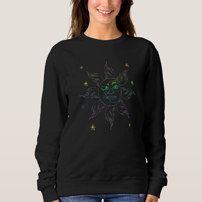 Boho Sun Moon Celestial Body Astronomy Universe As Sweatshirt (Vorderseite)