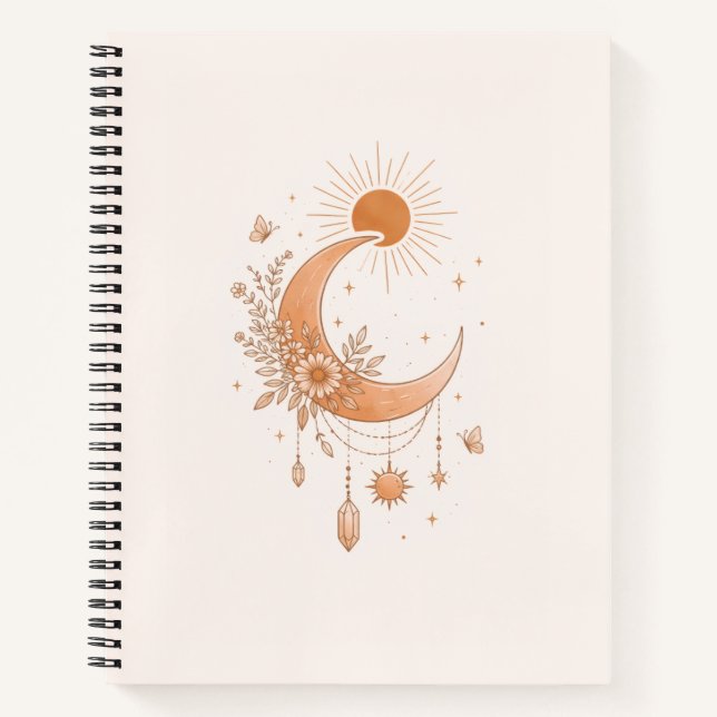 Boho Sun & Moon Deluxe Notizbuch (Vorderseite)