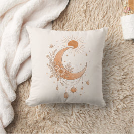 Boho Sun & Moon Floral Throw Pillow Kissen