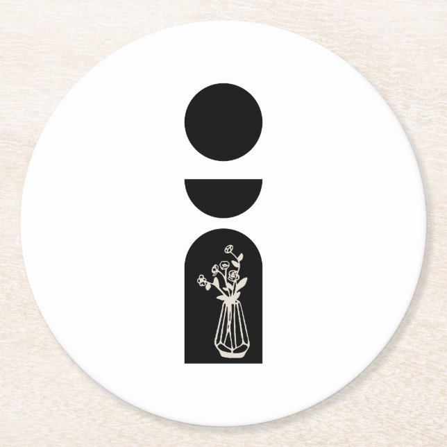 Boho Sun Moon Flower Pot boho bohemian Runder Pappuntersetzer