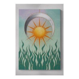 Boho Sun Moon Pflanze Poster
