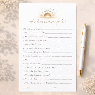 Boho Sun Neutral Baby Shower  Who Knows Mommy Best