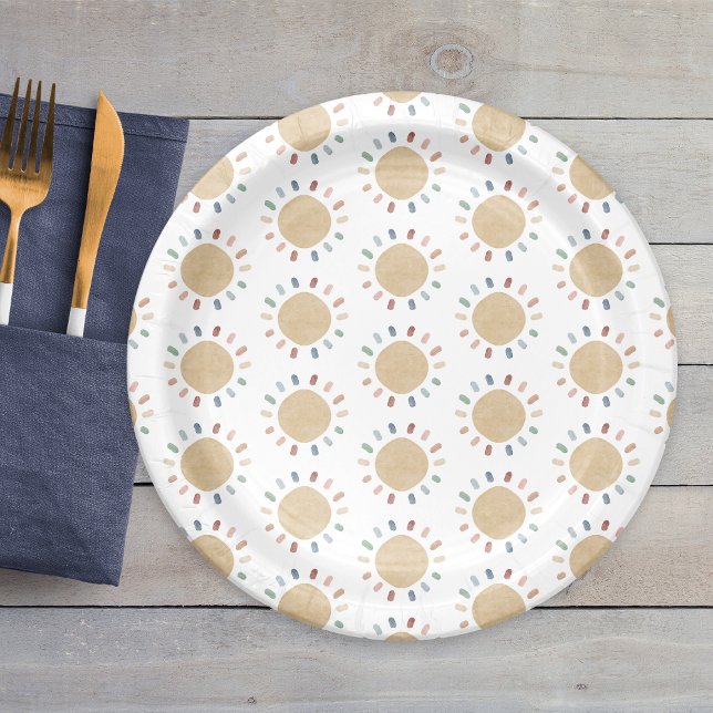 Boho Sun Pappteller (Boho Sun Baby Shower Paper Plates
)