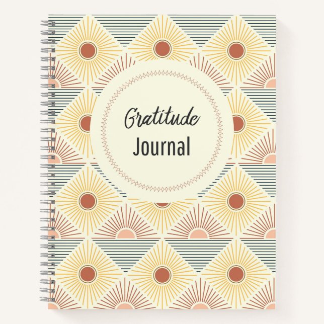 Boho Sun Pattern DankenJournal Notizbuch (Vorderseite)