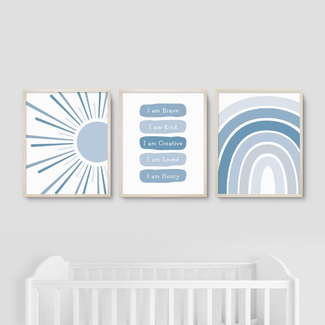 Boho Sun Rainbow Individuelle Name Kinder Affirmat Bilderwand Sets (Von Creator hochgeladen)