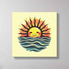 Boho Sun Smiley Leinwand Mauer Kunstdruckerei
