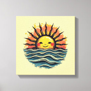 Boho Sun Smiley Leinwand Mauer Kunstdruckerei