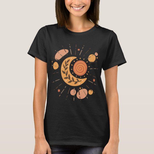 Boho Sun und Moon Celestial Esoteric T-Shirt (Vorderseite)