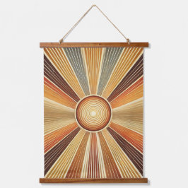"Boho Sun Wall Tapestes - Goldener Sonnenbrand mit Wandteppich Mit Holzrahmen