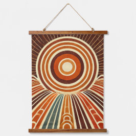 "Boho Sun Wall Tapestes - Goldener Sonnenbrand mit Wandteppich Mit Holzrahmen