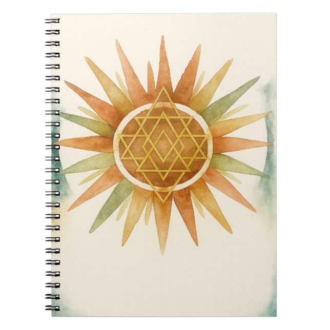 Boho Sunburst Watercolor Notebook – Personalized  Notizblock (Vorderseite)