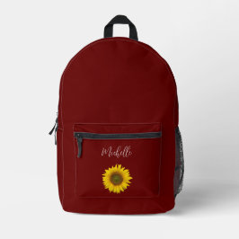 Boho Sunflower Bloral Red Personalisiert Bedruckter Rucksack