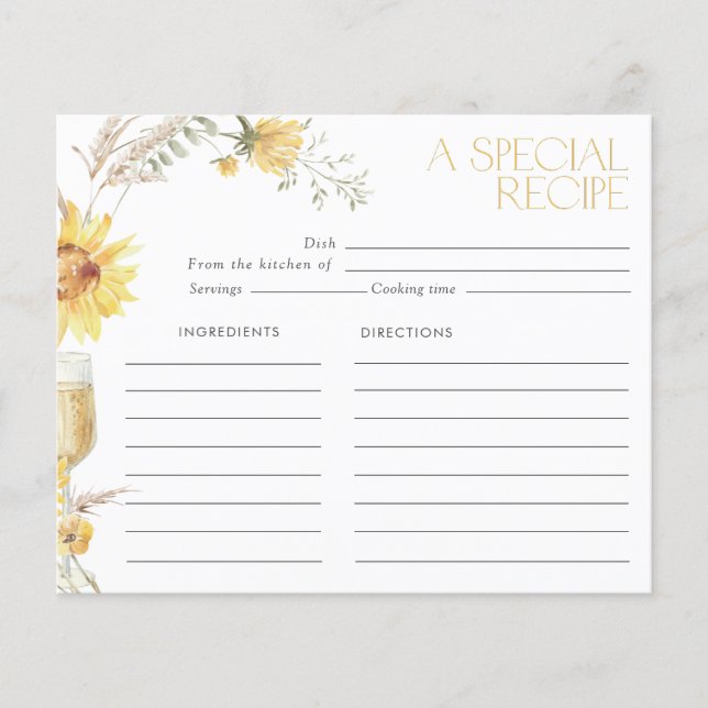 Boho Sunflower Brautparty Rezept (Vorderseite)