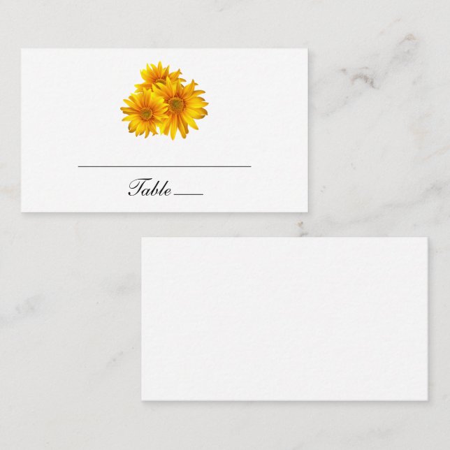 Boho Sunflower Country Yellow Floral Wedding Party Platzkarte (Vorne/Hinten)