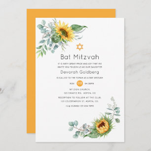 Boho Sunflower Eucalyptus Bat Mitzvah Einladung