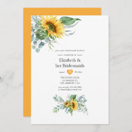 Boho Sunflower Eucalyptus Bridesmaids Luncheon Einladung