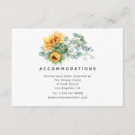 Boho Sunflower Eucalyptus Hochzeitsunterkünfte Begleitkarte