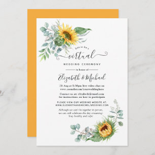 Boho Sunflower Eucalyptus Online Virtual Wedding Einladung
